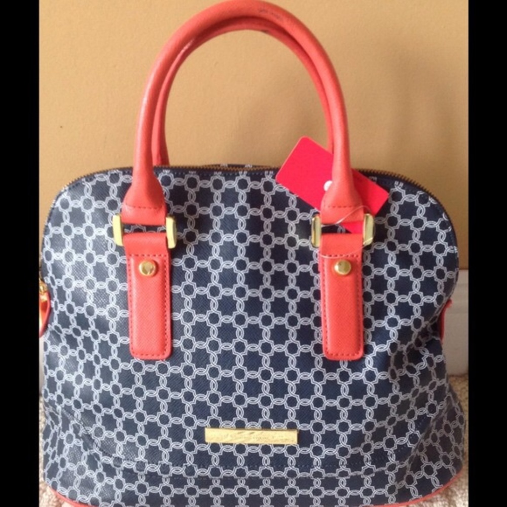Ivanka Trump navy and coral purse